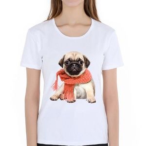 2019 Women New Fashion scarf Pug dog T- Short